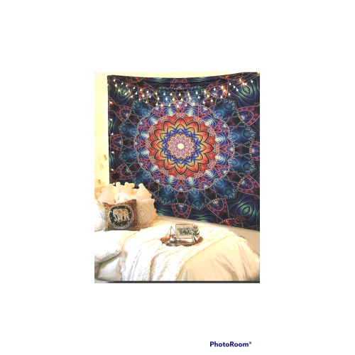 Extra large wall tapestry mandala mandala peacock with star LED lights