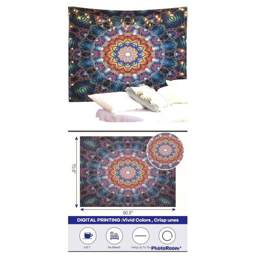 Extra large wall tapestry mandala mandala peacock with star LED lights