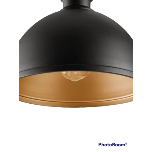 Hampton Bay Talullah 1-Light Matte Black Pendant Lighting with Gold Interior