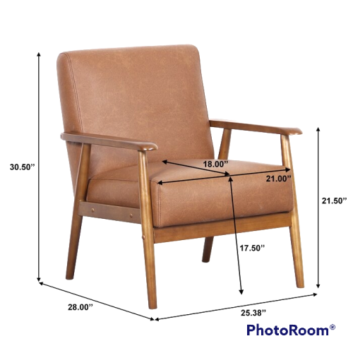 Sochi 25.38'' Wide Armchair Cognac and Wood Frame 