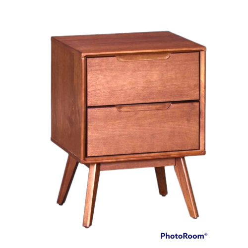 Mid Century Modern Style Wooden Nightstand With Angled Legs,