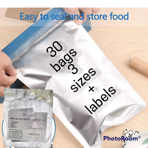 Food Storage Bags 30 pack 3 size variety durable Mylar Aluminum Foil 