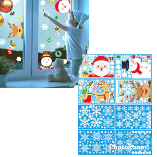  328 PCS Christmas Decorations Snowflake Window Clings Snowflakes Stickers, White Snowflake Ornaments, Snowman, Santa Claus and Reindeer Decals for Glass, Xmas Decals Decorations