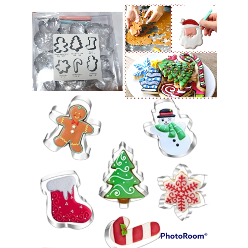 Christmas Cookie Cutter Set, 6 Piece Cookie Cutters Include；Christmas Tree, Snowman, Candy Cane, Gingerbread Man, Snowflake, Socks