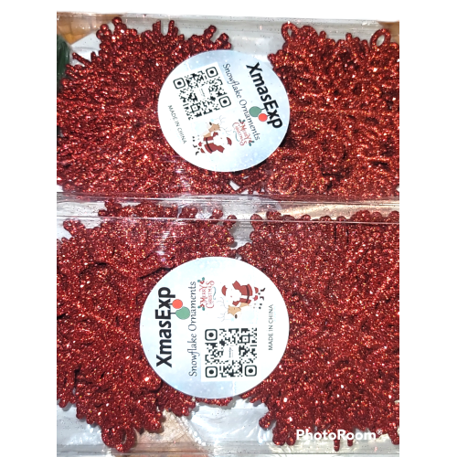 60 Ruby Glitter Snowflake Ornaments 2 packs of 30 Brand New