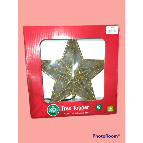 Golden Star LED light up tree topper Brand New