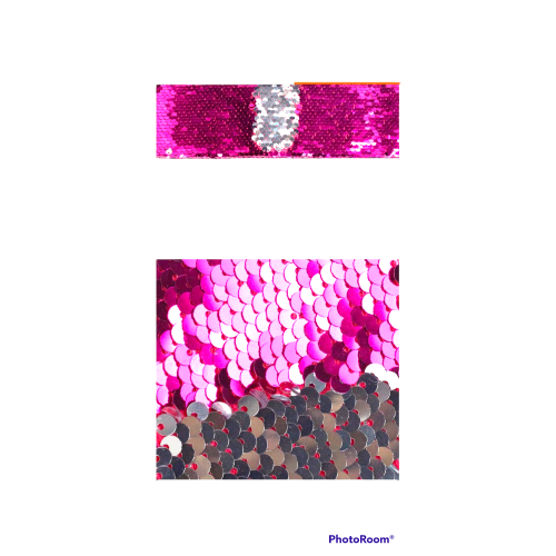  Midi Ribbon 2 Yards/lot 3" Wide Sequin and Woven Ribbon Fish Scales Reversible Ribbon Fabric, Rose Pink/Silver Color, DIY Headwear Material Wedding Party Decoration  Brand New  Retail $19.99