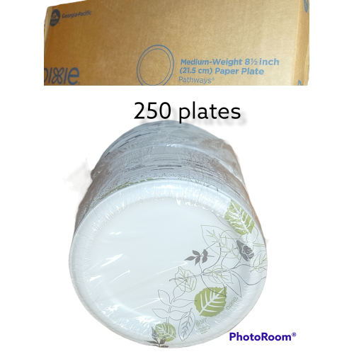 8.5 inch Dixie Heavy Weight Commercial Entree plates - 250 count Retail $29.99