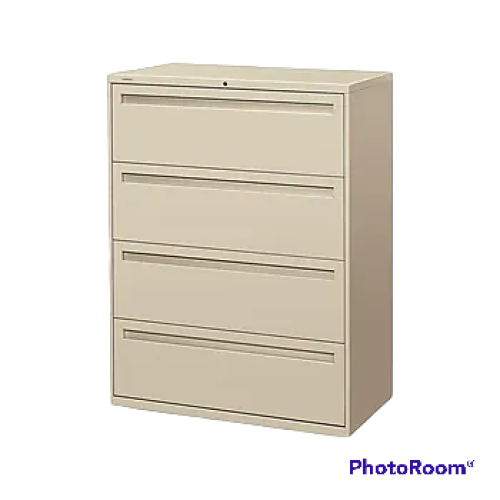 HON Brigade 700 Series 4-Drawer Lateral File Cabinet, Locking, Letter/Legal, Putty, 42"W (H794.L.L)