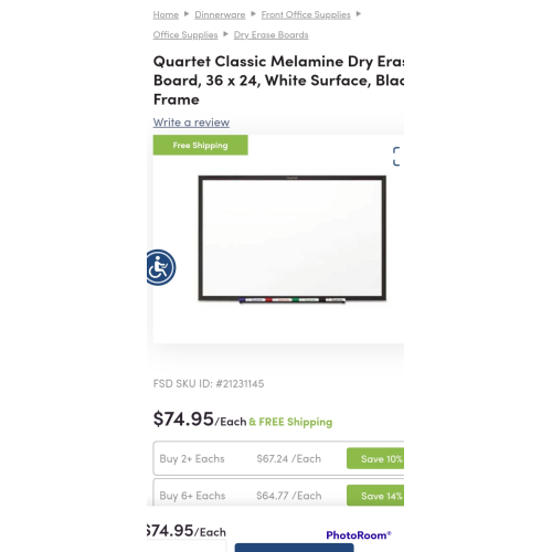 Quartet Standard Melamine Whiteboard - 24" x 36"