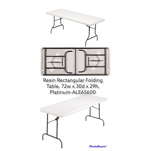 Alera 65600 - Resin Rectangular Folding Table, 72w x 30d x 29h, Platinum-ALE65600 https://a.co/d/6Jb1pyn