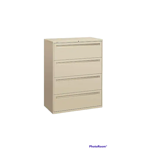 HON Brigade 700 Series 4-Drawer Lateral File Cabinet, Locking, Letter/Legal, Putty, 42"W (H794.L.L)