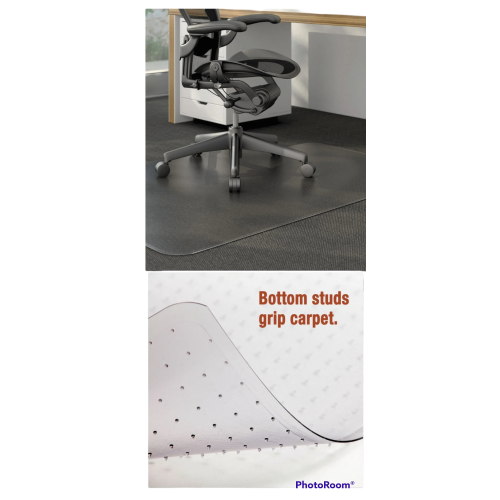 Moderate Use Studded Chair Mat for Low Pile Carpet 45 x 53, Wide Lipped, Clear