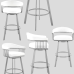 Chelsea Collection LCCSBASLWH30 30" Bar Height Swivel Bar Stool in Silver Finish and White Faux Leather