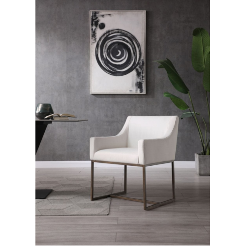 Modrest Elijah - Modern Off White & Copper Antique Brass Dining Chair