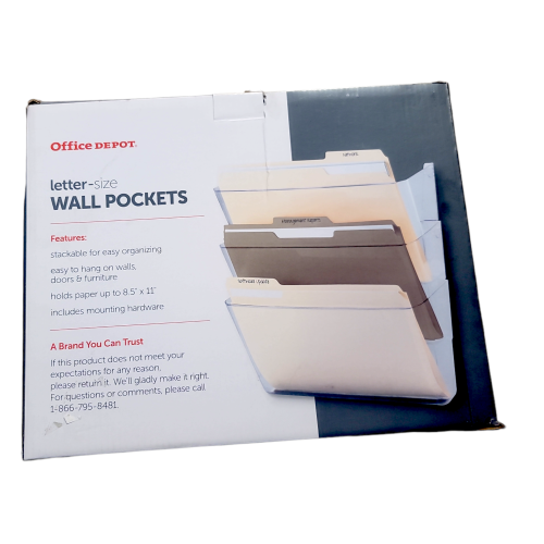 Office depot Clear Letter size Wall Pockets 3 piece Easy to Hang on walls doors and furniture BRAND NEWOffice depot Clear Letter size Wall Pockets 3 piece Easy to Hang on walls doors and furniture BRAND NEW