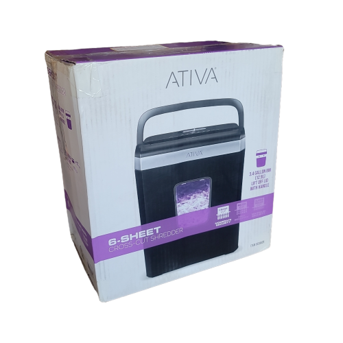 New in box  Ativa® 6-Sheet Cross-Cut Shredder, Black, A06CC19