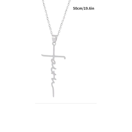 Stainless Steel Faith Cross Pendant Necklace For Men And Women, 19 Inches Necklace, Gift For Parents And Friends