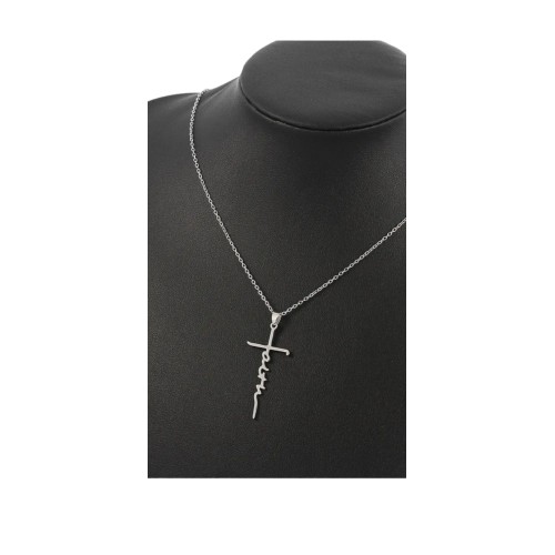 Stainless Steel Faith Cross Pendant Necklace For Men And Women, 19 Inches Necklace, Gift For Parents And Friends