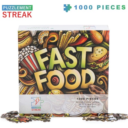 Puzzlement Streak - Fast Food Jigsaw Puzzles | 1000 Piece Puzzle for Adults of Cardboard Puzzles