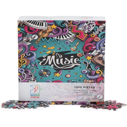 Puzzlement Streak - Music Jigsaw Puzzles | 1000 Piece Puzzle for Adults of Cardboard Puzzles 