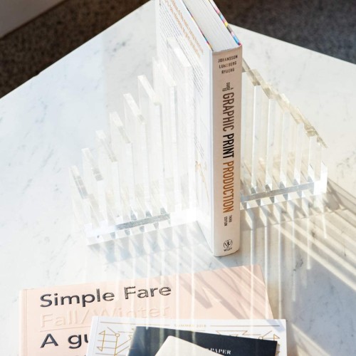 Russell+hazel Acrylic Collator and Bookend, Clear, 5” x 8” x 2.5”