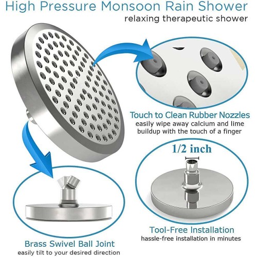 Luxury 6" Shower Head High Pressure Rain Luxury Modern